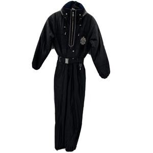 Bogner One Piece Embroidered Ski‎ Suit Womens 8 Black